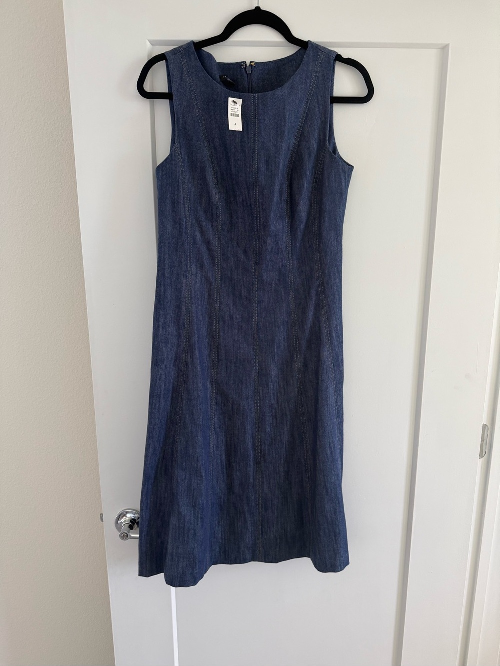 Talbots Sleeveless Midi Denim Dress in Denim- great dress from summer to fall -